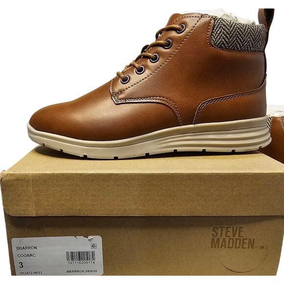 Big Kids Steve Madden  Round Toe Bootie Sneakers Boys Size 3 Cognac  NWT - Picture 7 of 7